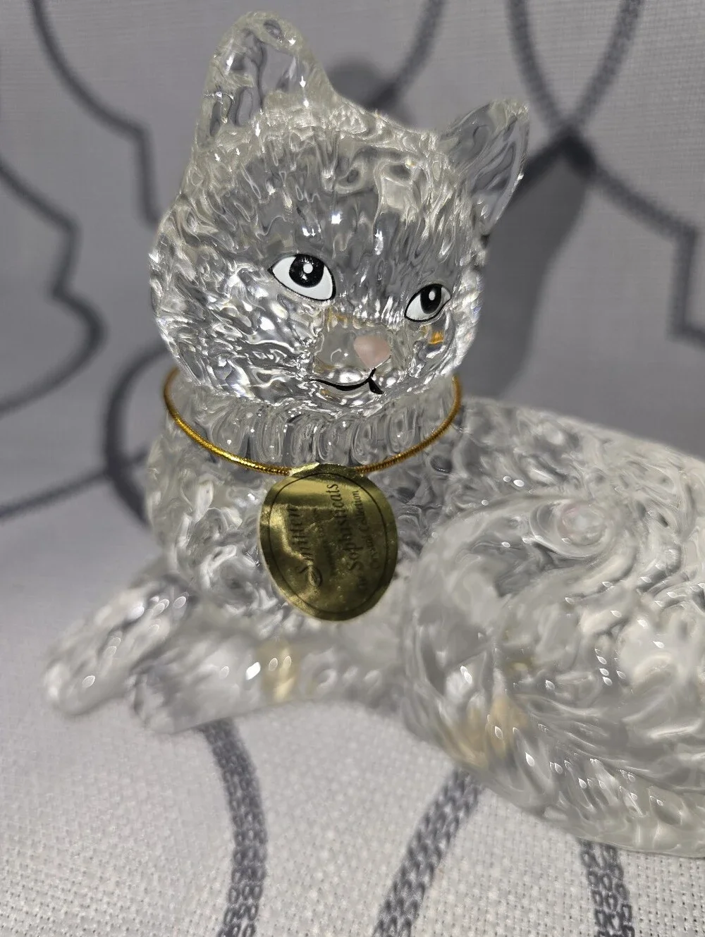 Bradford Exchange Smitten Kitten Cat  Crystal Figurine Sophisticats Read Below